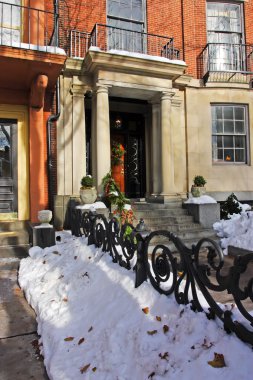 Boston, Massachusetts, ABD 'de kar yağışının stok görüntüsü