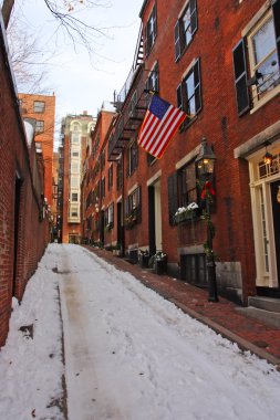Boston, Massachusetts, ABD 'de kar yağışının stok görüntüsü