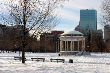 Boston, Massachusetts, ABD 'de kar yağışının stok görüntüsü