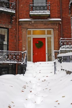 Boston, Massachusetts, ABD 'de kar yağışının stok görüntüsü