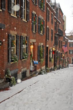 Boston, Massachusetts, ABD 'de kar yağışının stok görüntüsü