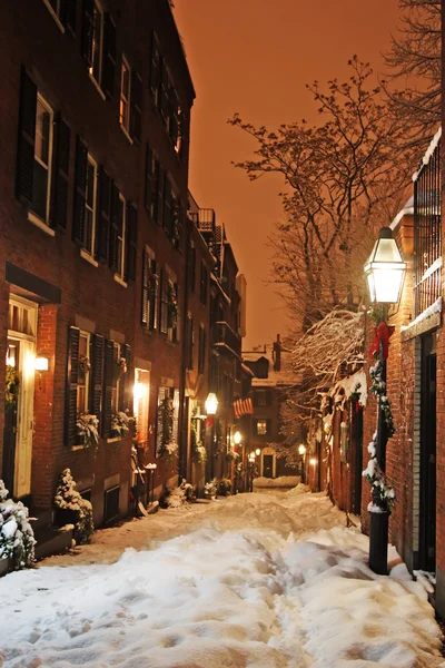 Boston, massachusetts, usa 의 눈내리는 겨울의 이미지 — 스톡 사진