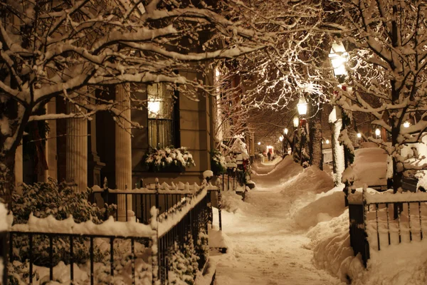 Image en stock d'un hiver neigeux à Boston, Massachusetts, Etats-Unis — Photo