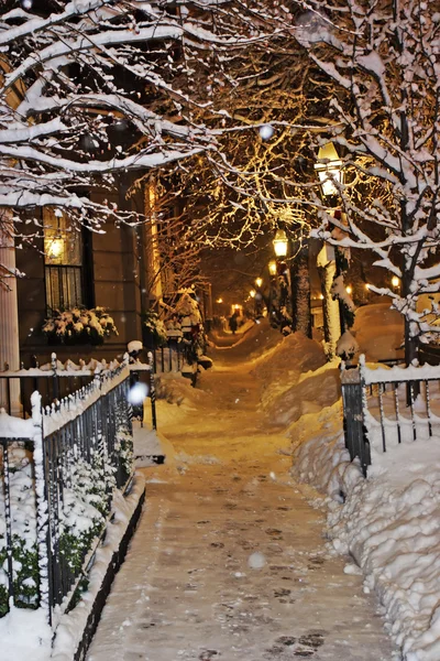 Stock afbeelding van een sneeuw winter in Boston, Massachusetts, Verenigde Staten — Stockfoto