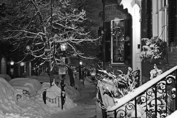 Stock imagen de un invierno nevando en Boston, Massachusetts, EE.UU. —  Fotos de Stock