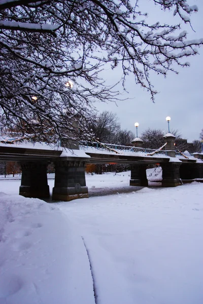 Stock afbeelding van een sneeuw winter in Boston, Massachusetts, Verenigde Staten — Stockfoto