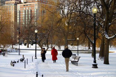 Boston, Massachusetts, ABD 'de kar yağışının stok görüntüsü