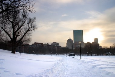 Boston, Massachusetts, ABD 'de kar yağışının stok görüntüsü