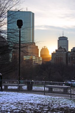 Boston, Massachusetts, ABD 'de kar yağışının stok görüntüsü