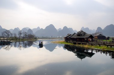 Yangshuo Guilin, Çin 'de manzara