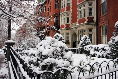 Boston, Massachusetts, ABD 'de kar yağışının stok görüntüsü