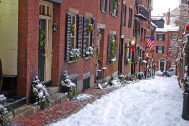 Boston, Massachusetts, ABD 'de kar yağışının stok görüntüsü