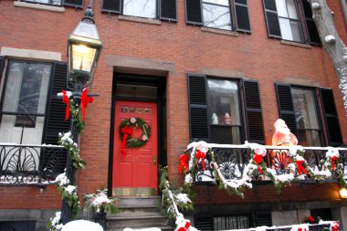 Boston, Massachusetts, ABD 'de kar yağışının stok görüntüsü