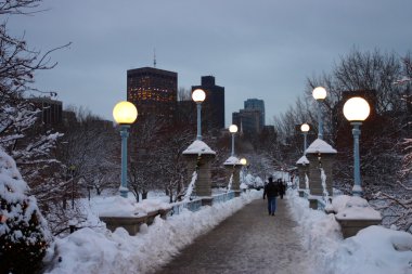 Boston, Massachusetts, ABD 'de kar yağışının stok görüntüsü