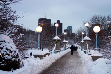 Boston, Massachusetts, ABD 'de kar yağışının stok görüntüsü