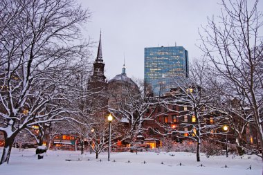 Boston, Massachusetts, ABD 'de kar yağışının stok görüntüsü