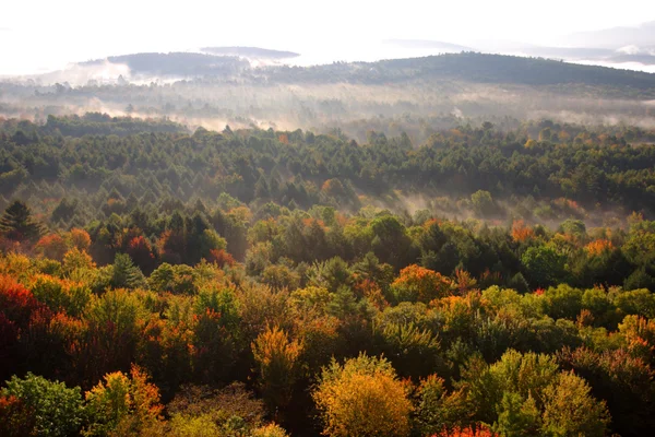 Vermont ülke tarafında üzerinde yüzen bir sıcak hava balonu bir havadan görünümü — Stok fotoğraf