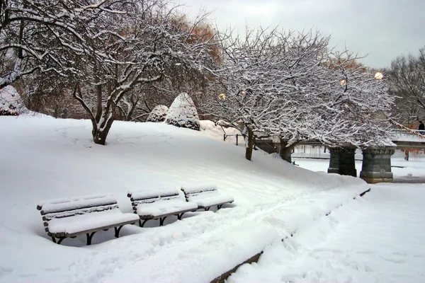 Imagem de estoque de um inverno nevando em Boston, Massachusetts, EUA — Fotografia de Stock