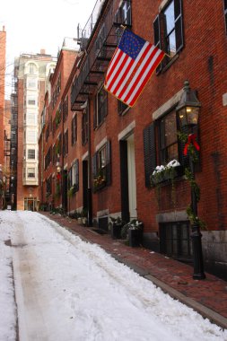 Boston, Massachusetts, ABD 'de kar yağışının stok görüntüsü