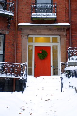 Boston, Massachusetts, ABD 'de kar yağışının stok görüntüsü