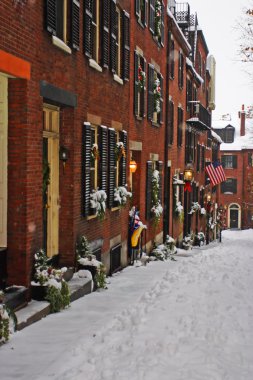 Boston, Massachusetts, ABD 'de kar yağışının stok görüntüsü