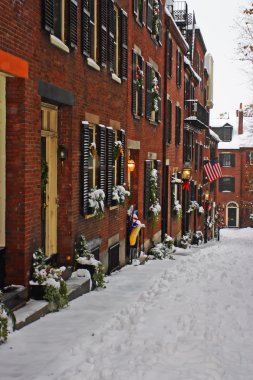 Boston, Massachusetts, ABD 'de kar yağışının stok görüntüsü