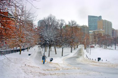 Boston, Massachusetts, ABD 'de kar yağışının stok görüntüsü