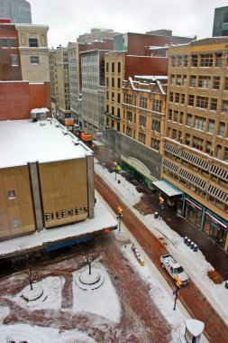 Boston, Massachusetts, ABD 'de kar yağışının stok görüntüsü