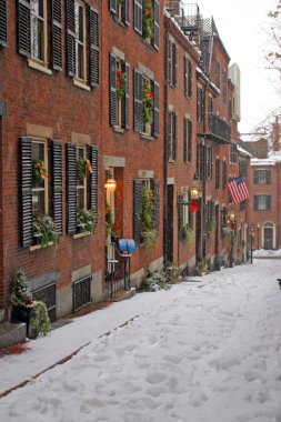 Boston, Massachusetts, ABD 'de kar yağışının stok görüntüsü
