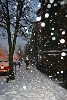 Kar yağıyordu kış stok görüntü, Boston, Massachusetts, bize