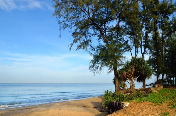 Praia bonita com céu azul na praia de Mai Khao, Phuket, Thailan — Fotografia de Stock