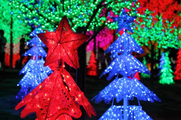 Rijen van kleurrijke Led bomen decoratio — Stockfoto