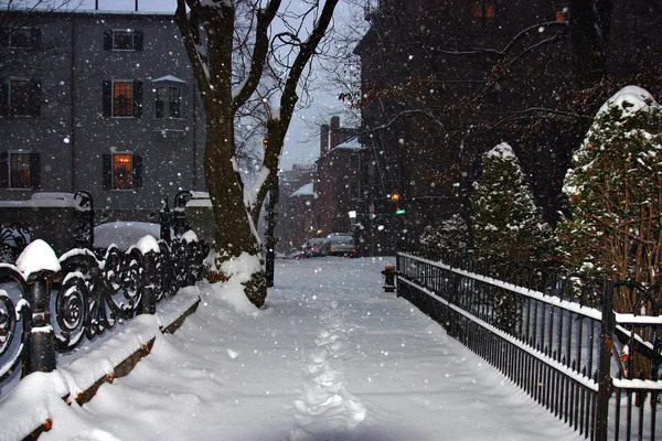 Фондовий зображенням сніг зими в Бостоні, штат Массачусетс, США — стокове фото