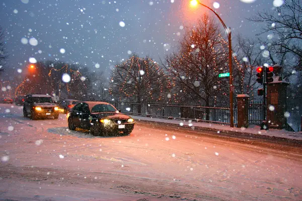 Lager bild en snöar vinter i Boston, Massachusetts, oss — Stockfoto