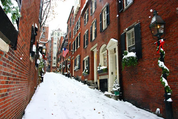 Stock beeld van een sneeuwt winter in Boston, Massachusetts, ons — Stockfoto