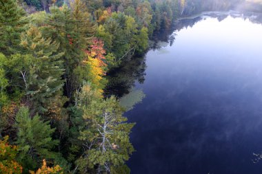 Vermont kırsal üzerinde yüzen bir sıcak hava balonu bir havadan görünümü