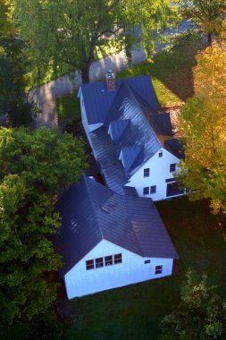 Vermont kırsal üzerinde yüzen bir sıcak hava balonu bir havadan görünümü