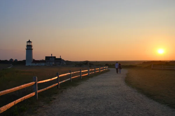 Światło punktowe wyścigu jest zabytkowej latarni na Cape Cod, Massachusett — Zdjęcie stockowe