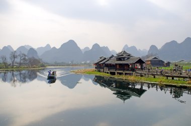 Yangshuo Guilin, Çin 'de manzara