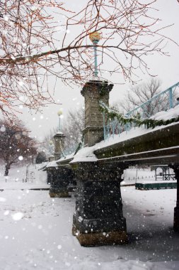 Boston, Massachusetts, ABD 'de kar yağışının stok görüntüsü