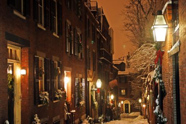 Boston, Massachusetts, ABD 'de kar yağışının stok görüntüsü