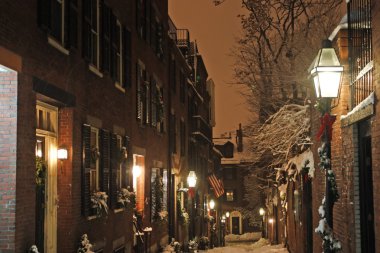 Boston, Massachusetts, ABD 'de kar yağışının stok görüntüsü