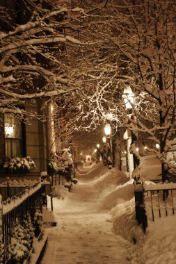 Boston, Massachusetts, ABD 'de kar yağışının stok görüntüsü