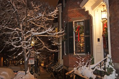 Boston, Massachusetts, ABD 'de kar yağışının stok görüntüsü