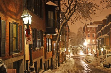 Boston, Massachusetts, ABD 'de kar yağışının stok görüntüsü