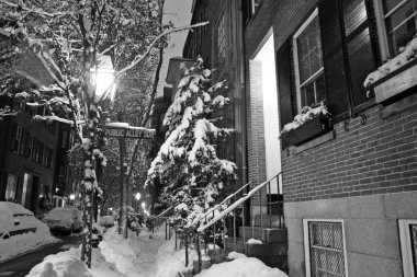 Boston, Massachusetts, ABD 'de kar yağışının stok görüntüsü