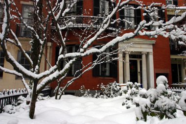 Boston, Massachusetts, ABD 'de kar yağışının stok görüntüsü