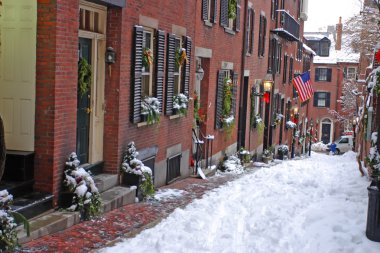 Boston, Massachusetts, ABD 'de kar yağışının stok görüntüsü