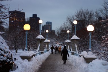 Boston, Massachusetts, ABD 'de kar yağışının stok görüntüsü