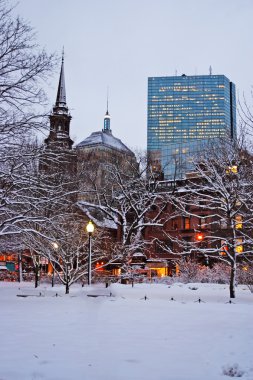 Boston, Massachusetts, ABD 'de kar yağışının stok görüntüsü